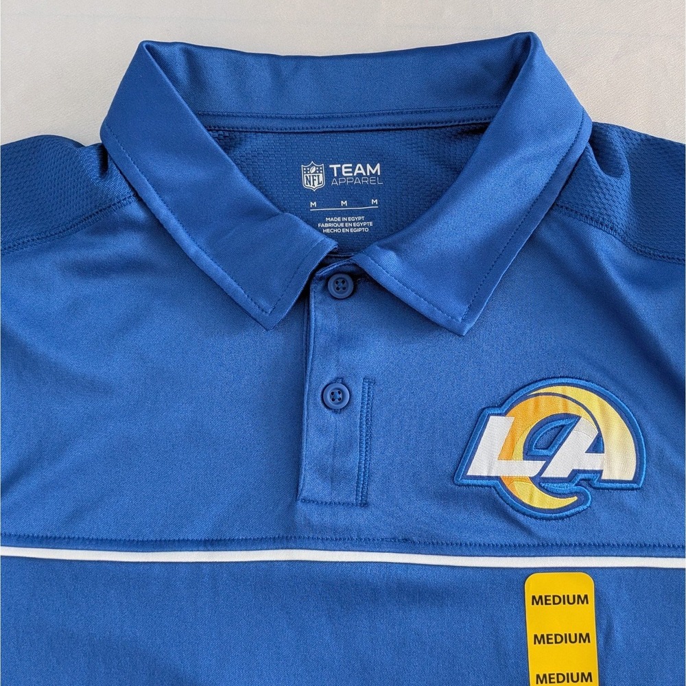 New NFL LA Rams Football Polo Short‎ Sleeve Shirt Blue Size Medium